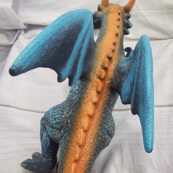 Blue Orange Dragon 11.5 Inch Soft Rubber Toy 2018 Open Mouth - Picture 5 of 10